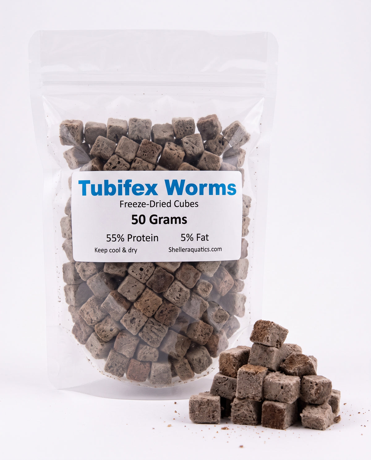 🪱 Sheller Aquatics Freeze‑Dried Tubifex Worms — 50g